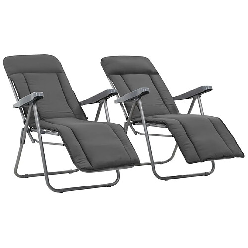 vidaXL Chaises pliables de jardin avec coussins lot de 2 Gris