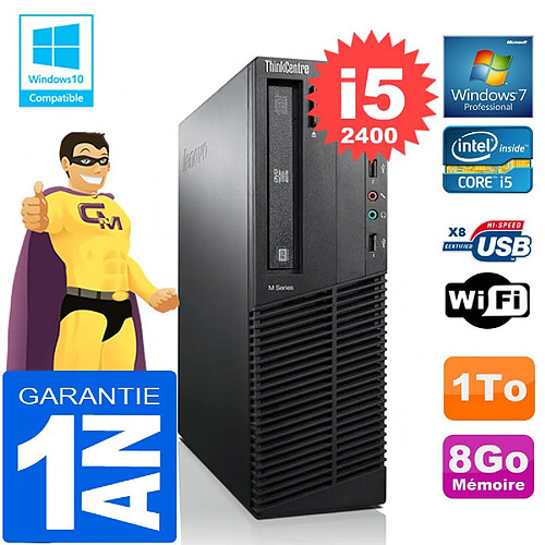 PC Lenovo M92p SFF Core I5-2400 Ram 8Go Disque 1 To Graveur DVD Wifi W7 · Occasion