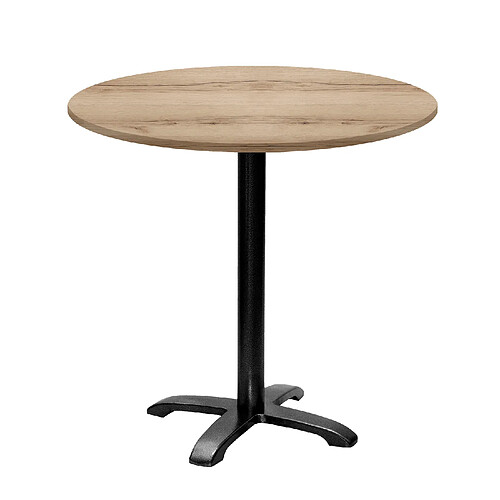 Restootab Table ronde Ø80cm - modèle Bazila chêne delano