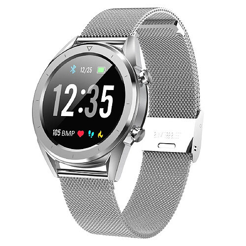 Wewoo Montre connectée Bracelet en acier étanche DT28 1.54inch IP68 Smartwatch Bluetooth 4.2Rappel des appels entrants / pression artérielle / Paiement Argent