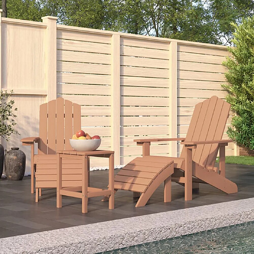 vidaXL Chaises de jardin Adirondack repose-pied et table PEHD Marron