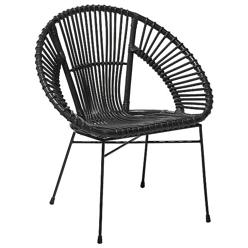 Beliani Chaise de salle à manger Rotin Noir SARITA