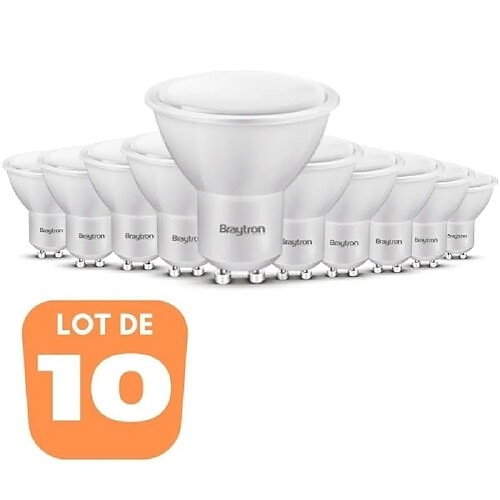 BRAYTRON Lot de 10 ampoules LED GU10 5W (Eq. 32W) 2700K 110°