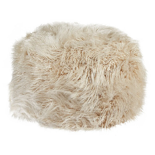 Beliani Pouf en fausse fourrure 50 x 50 x 30 cm beige clair TUKKI