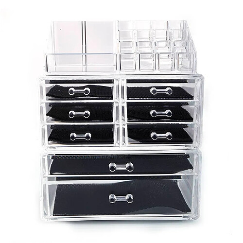 Support de rangement pour cosmétiques avec 6 petits 2 grands tiroirs transparent 9,45 x 5,91 x 11,61 pouces