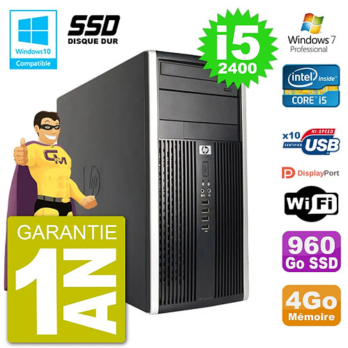 PC HP 6300 MT Intel Core i5-2400 RAM 4Go SSD 960Go Graveur DVD Wifi W7 · Occasion