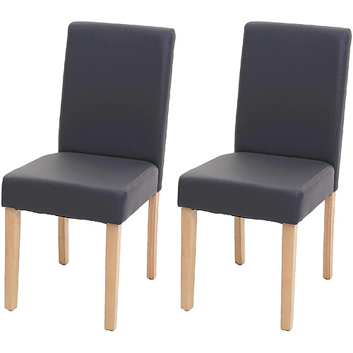 Decoshop26 Lot de 2 chaises de salle à manger synthétique gris mat pieds clairs CDS04458