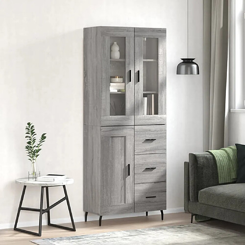 vidaXL Buffet haut Sonoma gris 69,5x34x180 cm Bois d'ingénierie