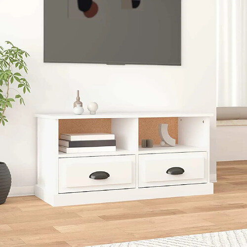 Maison Chic Meuble TV scandinave - Banc TV pour salon blanc 93x35,5x45 cm bois d'ingénierie -MN96335