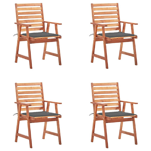 vidaXL Chaises à manger d'extérieur lot de 4 et coussins Acacia massif