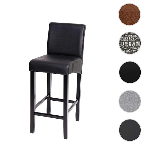 Mendler Tabouret de bar HWC-C33, tabouret de comptoir, bois ~ noir mat, pieds foncés, similicuir