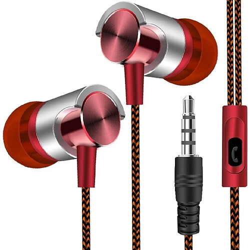 Wewoo Ecouteurs Métal filaire des écouteurs son super bass casque intra-auriculaire Sport avec micro pour Xiaomi Samsung Hu(rouge)