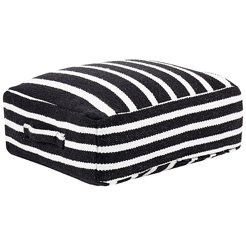 Beliani Pouf en coton noir et blanc 50 x 50 x 20 cm SETTAT