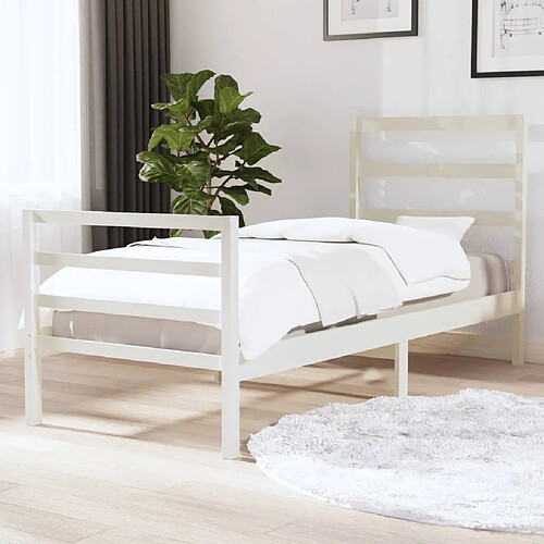 vidaXL Cadre de lit sans matelas blanc bois massif