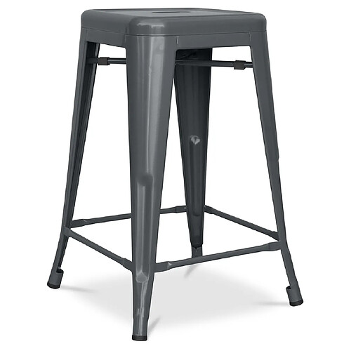 ICONIK INTERIOR Tabouret de bar - Design industriel - Acier mat - 60cm - Nouvelle édition - Stylix Gris foncé