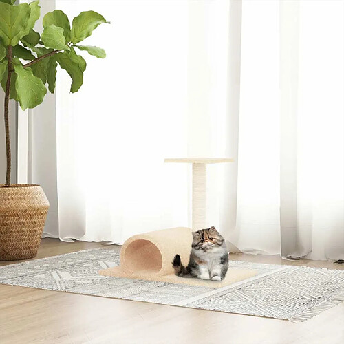 Arbre à chat,niche pour chat avec tunnel Crème 60x34,5x50 cm -MN50414