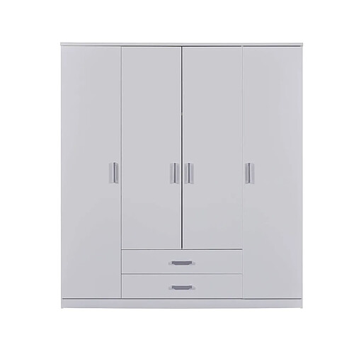 Pegane Armoire, meuble de rangement avec 4 portes en MDF coloris blanc - Longueur 180 x profondeur 58 x hauteur 198,5 cm