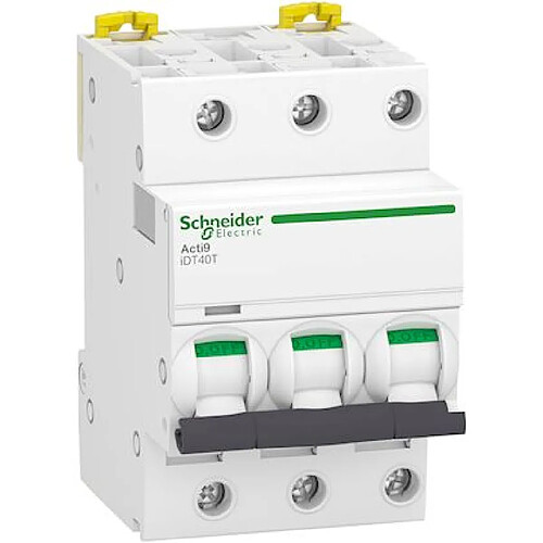 disjoncteur - schneider acti9 idt40t - 3 pôles - 32a - courbe c - 6 ka - schneider electric a9p22332