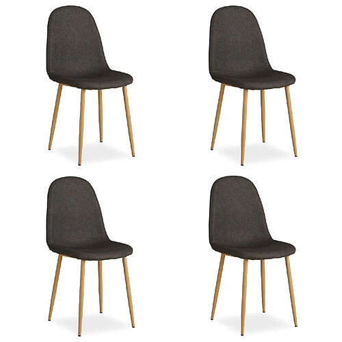 Decoshop26 Lot de 4 chaises de salle à manger cuisine confortable et moderne en tissu anthracite pieds métal aspect bois CDS06203