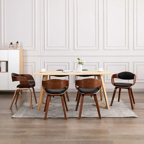 Maison Chic Lot de 6 Chaises à manger modernes,Chaises à dîner bois courbé et similicuir -MN29991