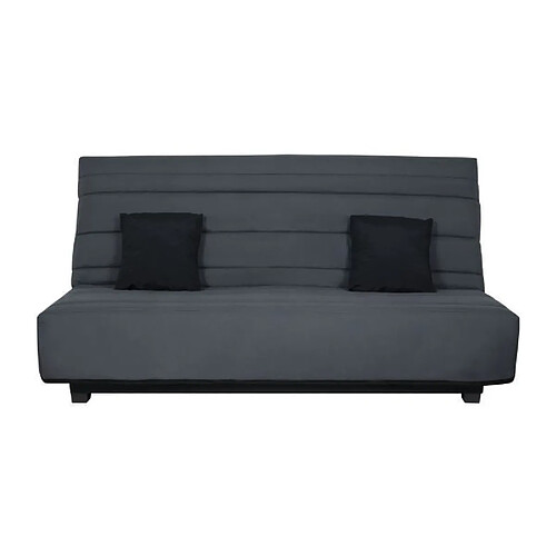 DUNLOPILLO Banquette Clic clac - Tissu Gris + 2 coussins Noir - L 194 x P 98 x H 102 cm - Made in France - ALEX