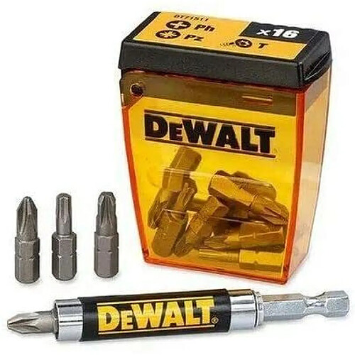 DeWalt dt71511 Kit de QZ avec inserts de 16 tournevis et support magnétique télescopique, Inserts avec 25 mm?: PH2 x 2, Pz2 X 6, PZ3 x 3, T20 x 2, T25 x 2