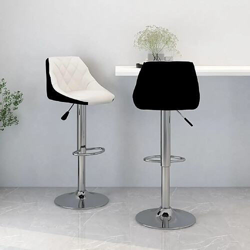 vidaXL Tabourets de bar lot de 2 blanc et noir similicuir