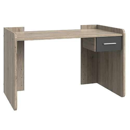 Pegane Bureau réglable en hauteur coloris Imitation chêne San Remo, rechampis graphite - longueur 124 x hauteur 77 x profondeur 70 cm