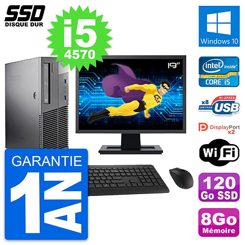 PC Lenovo M93p SFF Ecran 19" Intel i5-4570 RAM 8Go SSD 120Go Windows 10 Wifi · Occasion