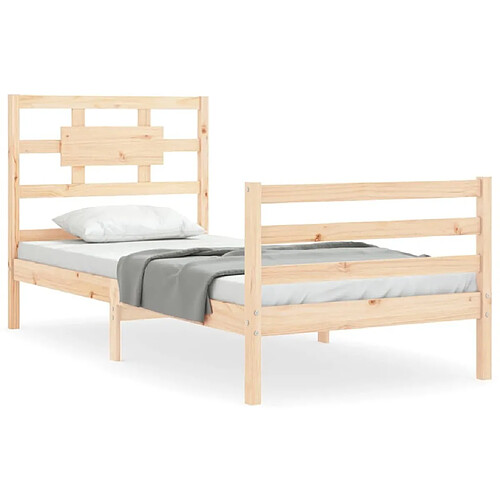 Maison Chic Cadre/structure de lit avec tête de lit pour adulte - Lit Moderne Chambre simple bois massif -MN74782