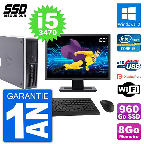 PC HP Compaq Pro 6300 SFF Ecran 22" i5-3470 RAM 8Go SSD 960Go Windows 10 Wifi · Occasion