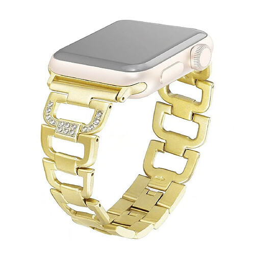 Wewoo Bracelet de montre en acier inoxydable serti de diamants pour Apple Watch séries 5 et 4 40 mm / 3 et 2 et 1 38 mm or