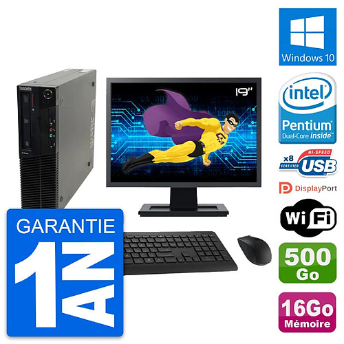 PC Lenovo M82 SFF Ecran 19" Intel G630 RAM 16Go Disque Dur 500Go Windows 10 Wifi · Occasion