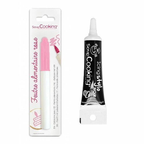 Scrapcooking Feutre alimentaire rose + Stylo de glaçage noir