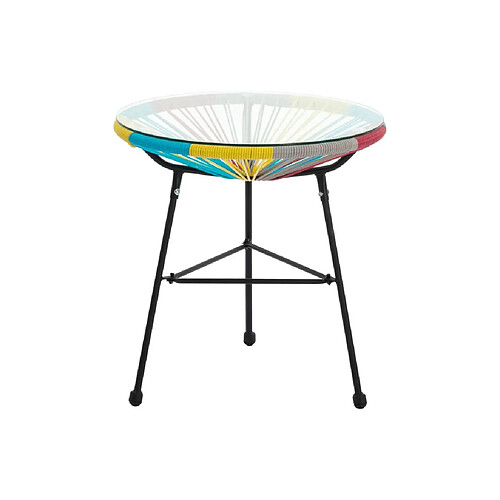 Vente-Unique Table de jardin en fils de résine tressés - Multicolore - ALIOS III de MYLIA