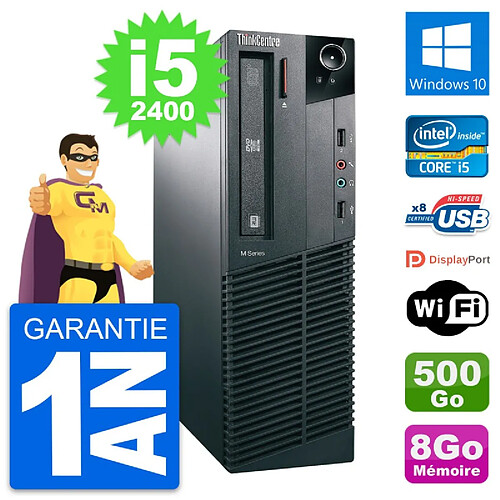 PC Lenovo ThinkCentre M81 SFF Intel i5-2400 RAM 8Go Disque 500Go Windows 10 Wifi · Occasion