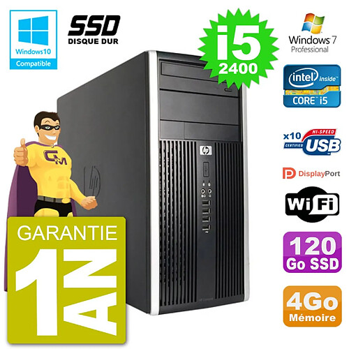 PC HP 6300 MT Intel Core i5-2400 RAM 4Go SSD 120Go Graveur DVD Wifi W7 · Occasion