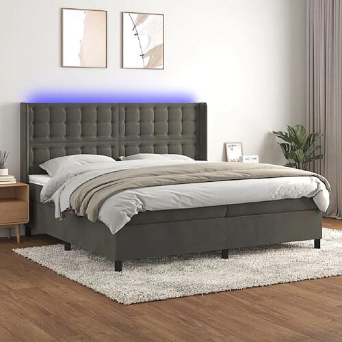 Sommier à lattes,Cadre à lattes de lit pour Adulte matelas et LED Gris foncé 200x200 cm -MN86882