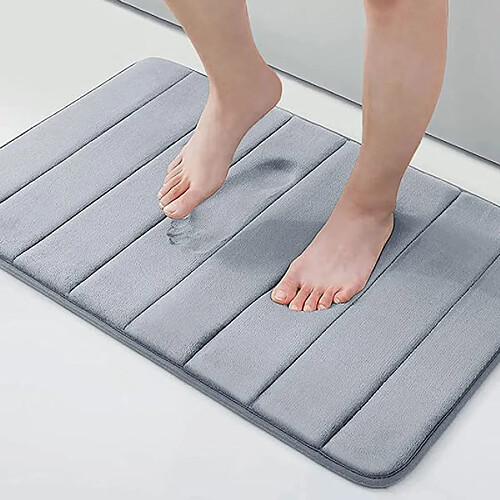 LUUCOZK Tapis de bain antidérapants, absorbants, à séchage rapide, décoration de salle de bain, gris clair-50x80CM