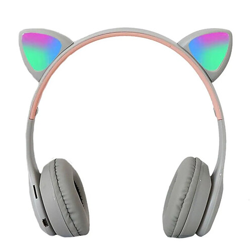 Yonis Casque Audio Bluetooth LED Oreilles De Chat Rose