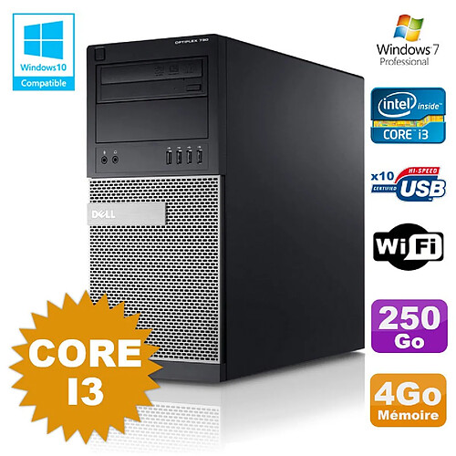 PC Tour Dell Optiplex 790 Intel Core I3 3.1Ghz 4Go 250Go DVD WIFI Win 7 · Occasion