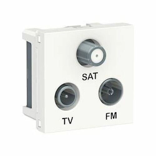 prise télévision - tv + fm + sat - 2 modules - blanc - schneider electric nu345018