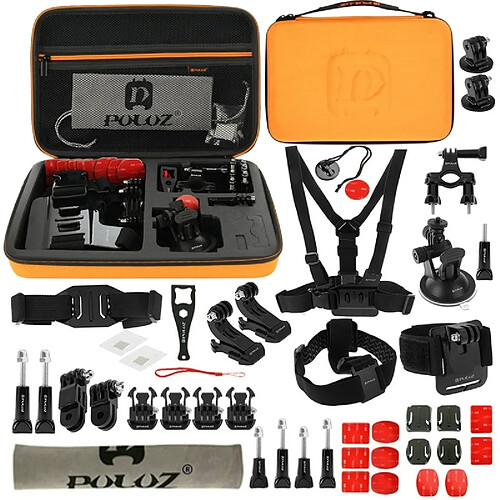 Wewoo Kit d'accessoire Orange pour 45 en 1 Gopro HERO6 / 5/5 Session / 4 Session / 4/3 + / 3/2/1, Xiaomi et autres caméras d'action Accessoires Ultimate Combo Kits avec EVA Case sangle de poitrine + ventouse + bras pivotant à 3 voies + J-crochet boucle + dragon