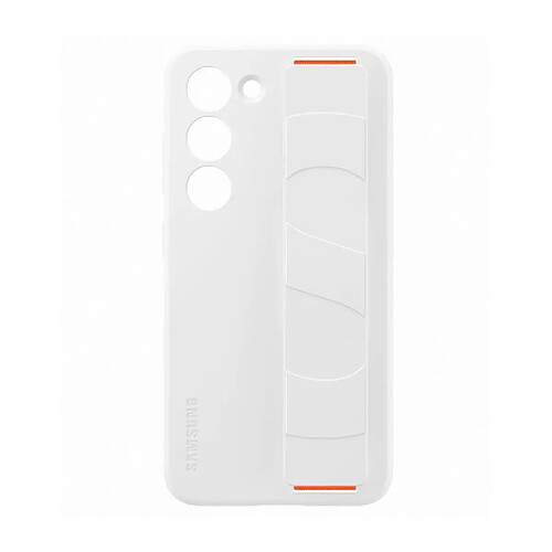 Coque en silicone avec lanière pour Samsung Galaxy S23 5G Blanc