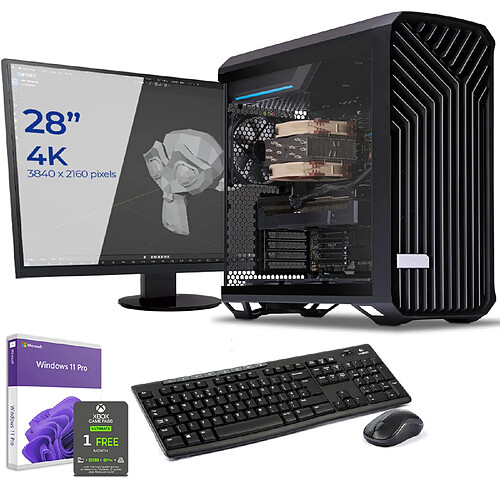 Sedatech Pack Workstation Pro • AMD Threadripper 5995WX • 2x RTX4090 • 128 Go RAM • 2To SSD M.2 • Windows 11 Pro • Moniteur 28"