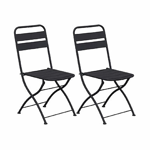 Mes Lot de 2 chaises de jardin pliables en métal gris - BACA