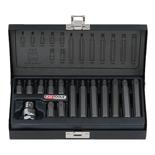 Coffret d'embouts KS TORX, 15 pièces: T20 - 25 - 30 - 40 - 45 - 50 - 55 KS TOOLS 911.5020