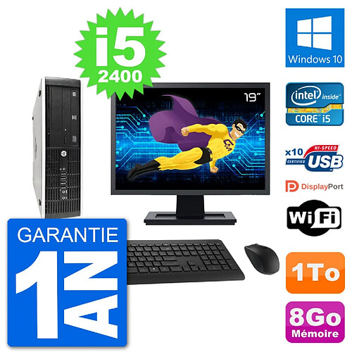 PC HP 8300 SFF Ecran 19" Intel i5-2400 RAM 8Go Disque Dur 1To Windows 10 Wifi · Occasion