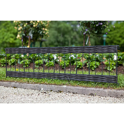 Windhager Bordure de jardin en résine tressée ajourée et métal 100x25 cm