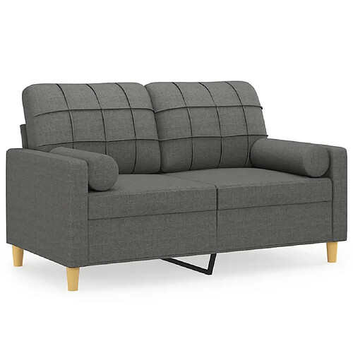 Maison Chic Canapé 2 places avec oreillers,Sofa de Salon,Canapé droit gris foncé 120 cm tissu -GKD218345